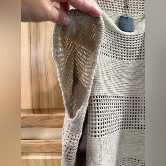 Do Everything in Love Anthropologie Beige Knit Boho Cottagecore  Poncho Sweater - Picture 2 of 8